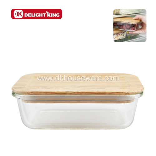 High Borosilicate Glass Food Container with Bamboo Lid